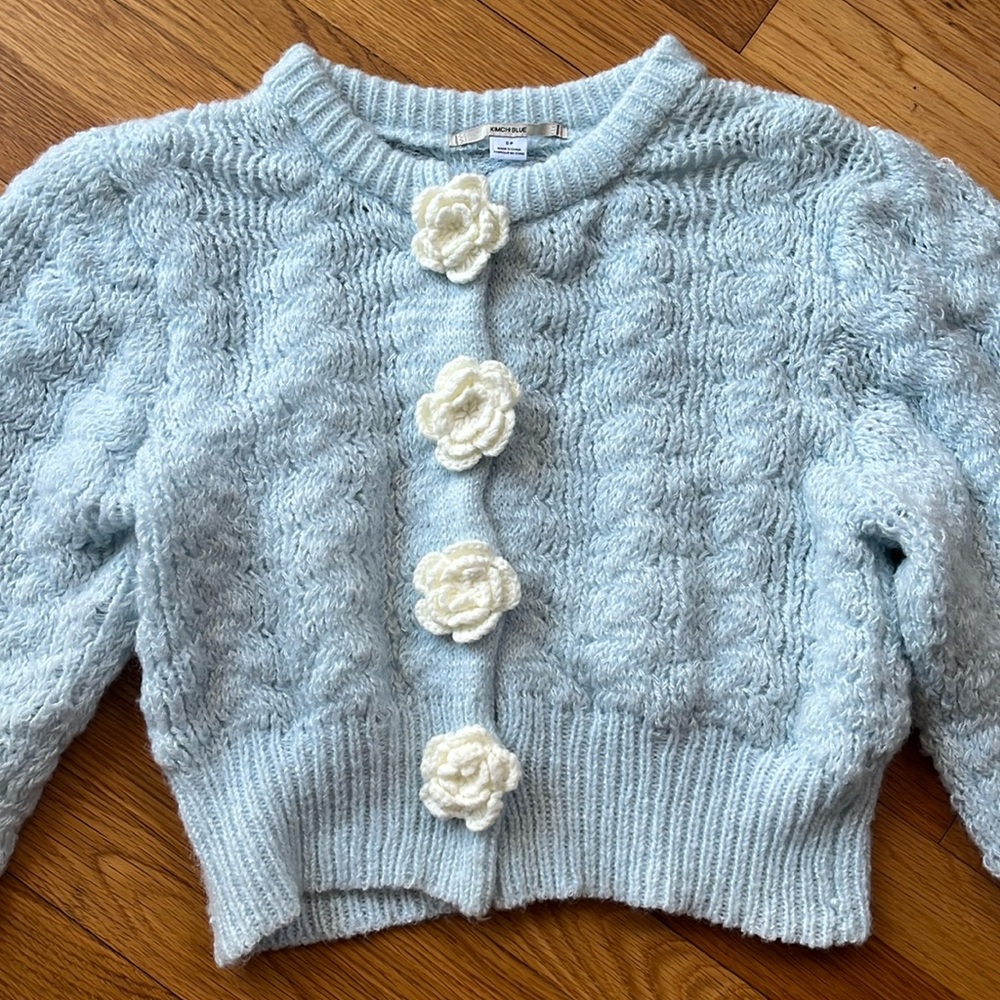 Kimchi Blue knit sweater with white floral detail